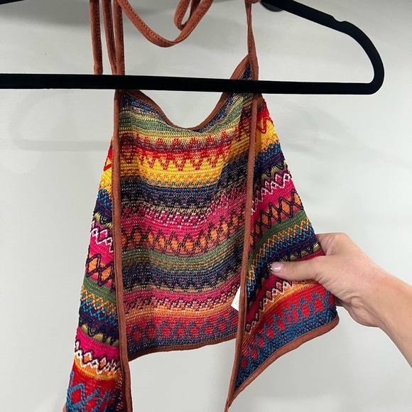 Colorful Patterned Women's Halter Top Size L - Picture 2 of 3